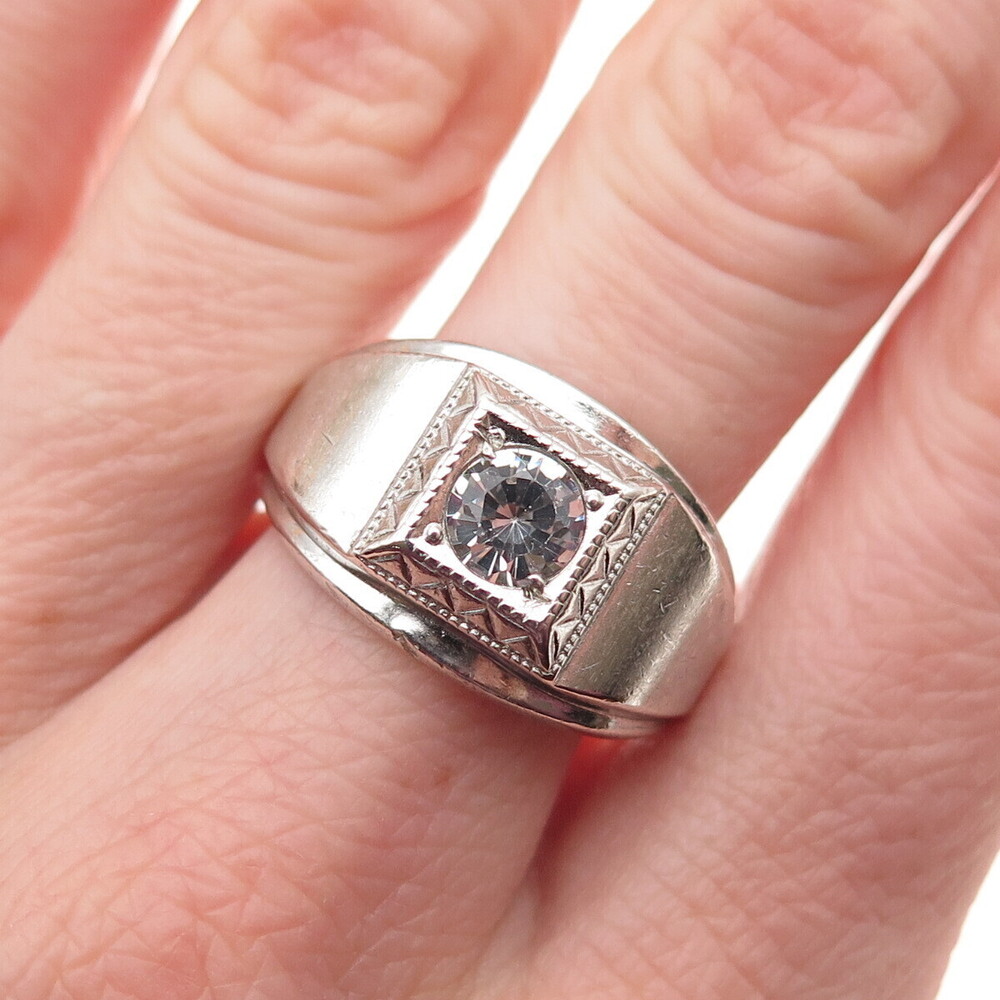 ESPO Joseph Esposito 925 Sterling Silver Antique Art Deco C Z Ring Size 9